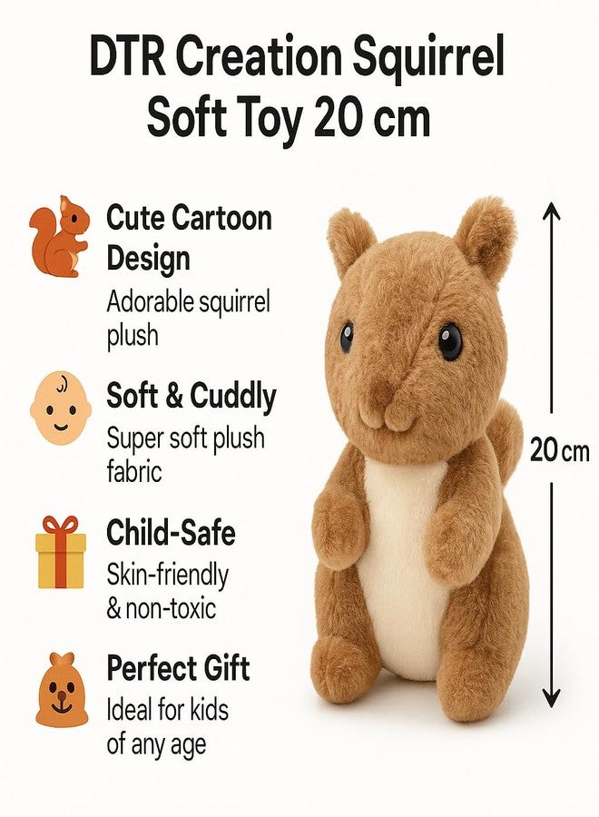 DTR Creation Squirrel Soft Toy 20 cm | Cute Cartoon Plush Toy for Kids | Super Soft Cuddly Stuffed Animal for Baby Boys & Girls Brown (20 cm) - Image 5